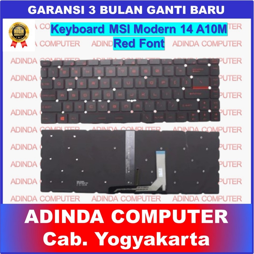 Keyboard MSI Modern 14 A10RB A10M A10RAS MS-14B3 MSI PS42 Backlight Red Font