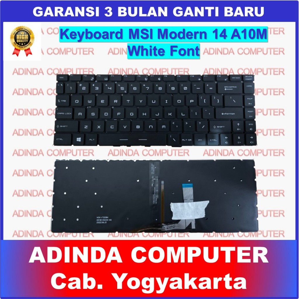 Keyboard MSI Modern 14 A10RB A10M A10RAS MS-14B3 MSI PS42 Backlight White Font