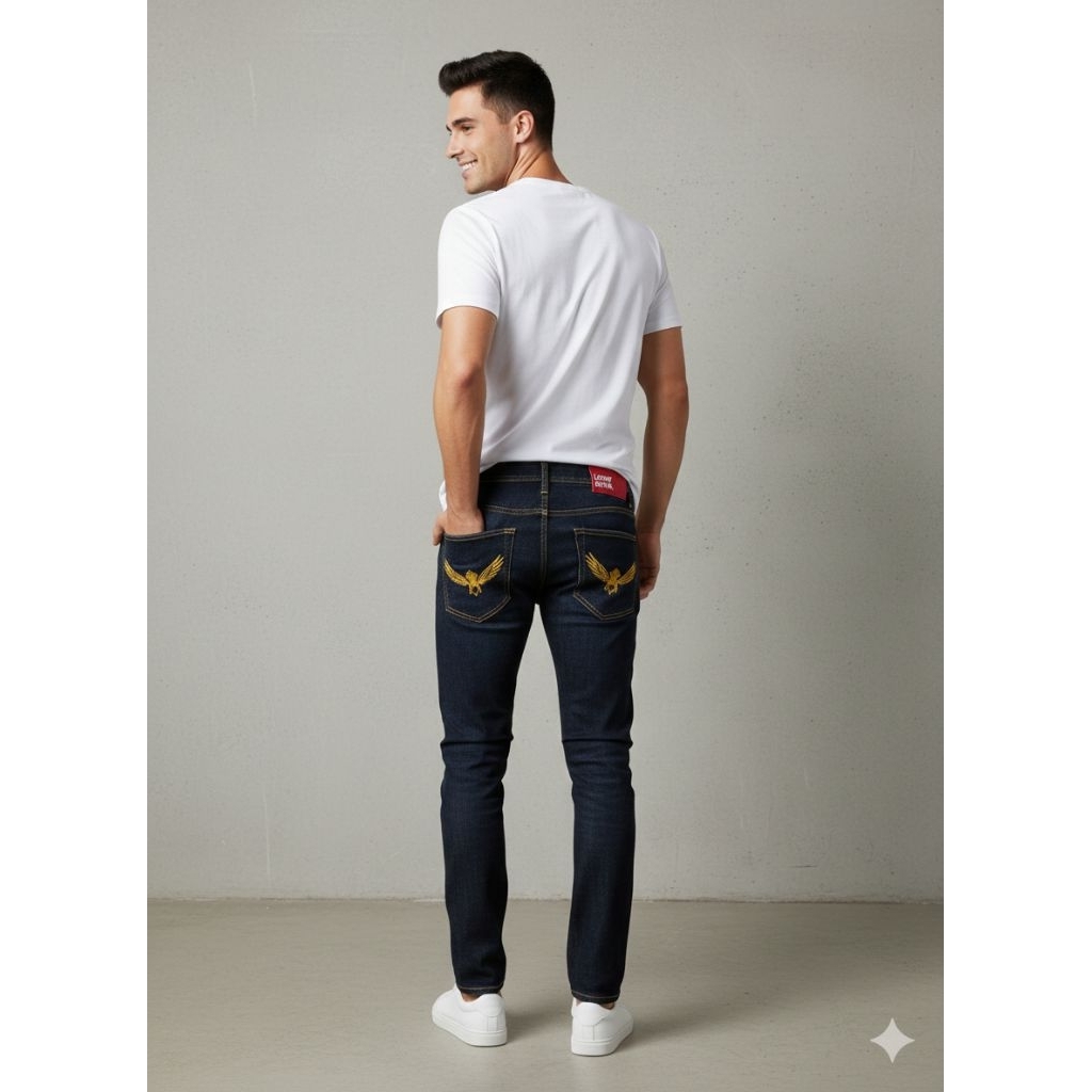 celana jeans pria Shelvedge black jazz bordir