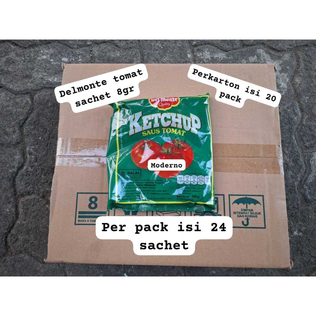 Delmonte saus tomat sachet Perkarton 20 pack - Delmonte tomat sachet