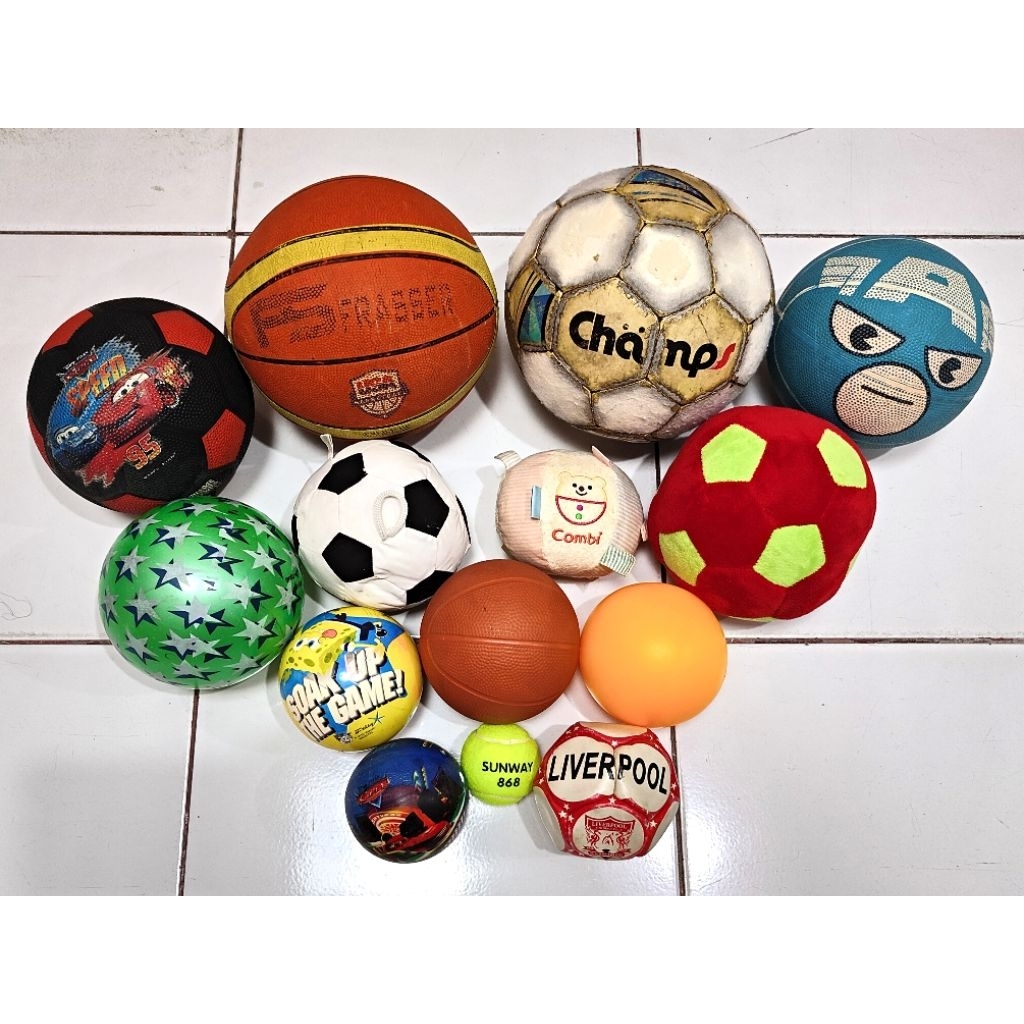 Mainan Anak Bola Basket Sepak Tennis Mix Take All – Paket Campuran Second Balls Berbagai Jenis