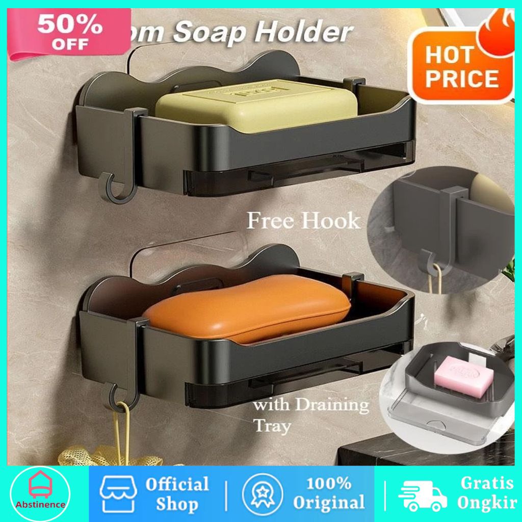 Kotak Sabun Tempel Dinding Penguras Lapisan ganda / Tempat Sabun Batang Tempel Dinding Wadah Sabun D