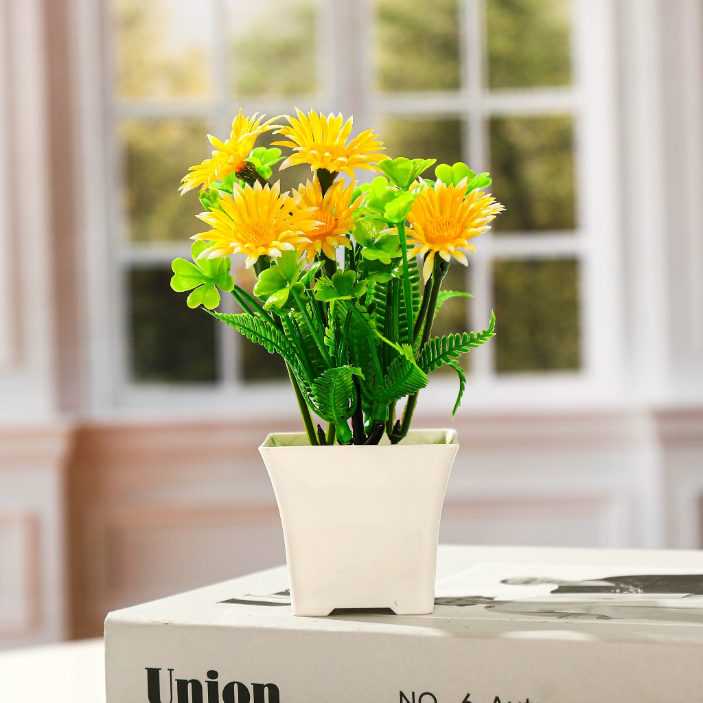 Bunga Hias Plastik Bunga Hiasan Ruang Tamu Bucket Bunga Buket Bunga Akar Kepel&Bunga Matahari Kecil