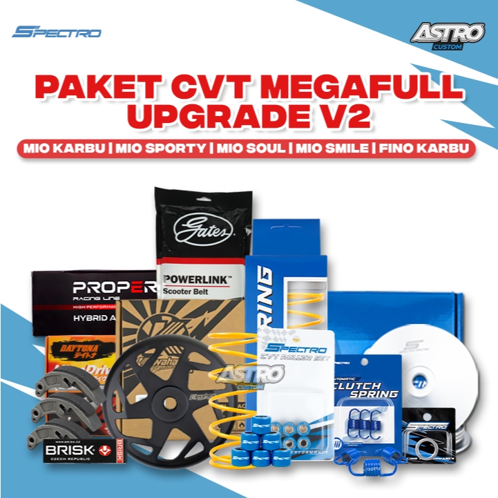 Mega Super Full Upgrade CVT V2 Mio Smile Sporty Fino Soul Karbu Mangkok Ganda Kawahara Filter Udara