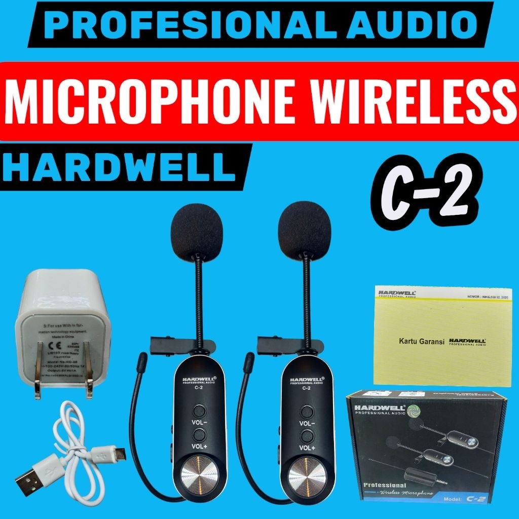 Neww PROFESIONAL MICROPHONE HARDWELL C-2 MICROPHONE WIRELESS JEPIT-JEPIT ORIGINAL HARDWELL