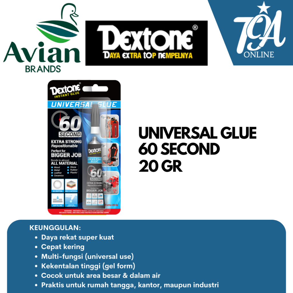 DEXTONE Universal Glue 60 Second 20 GR