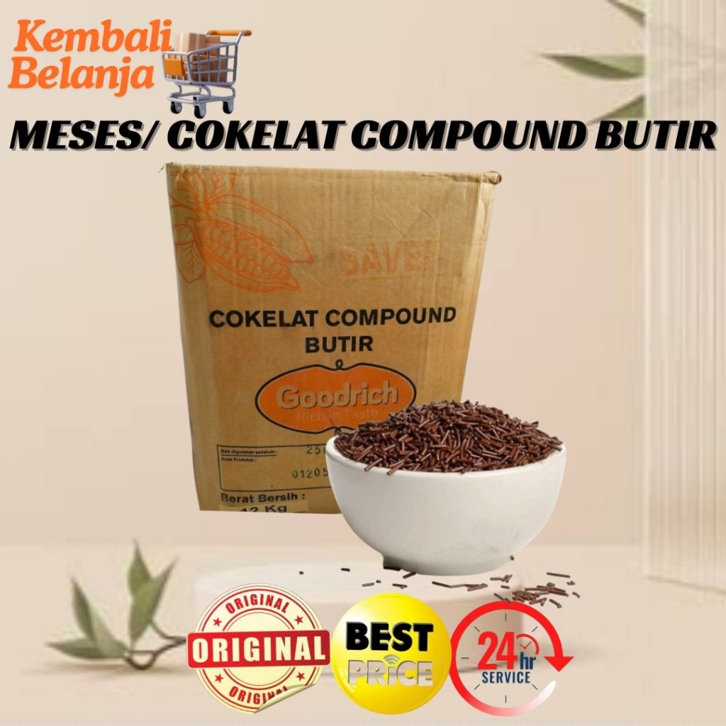 Meses Coklat Enak 250 Gr/ Meses Cokelat Butir/ Meses Coklat Murah/ Cokelat Compound Butir