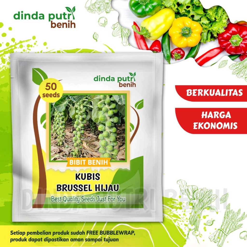 Benih Kubis / Kol Mini hijau Brussel Sprout green isi 50 biji benih brussel