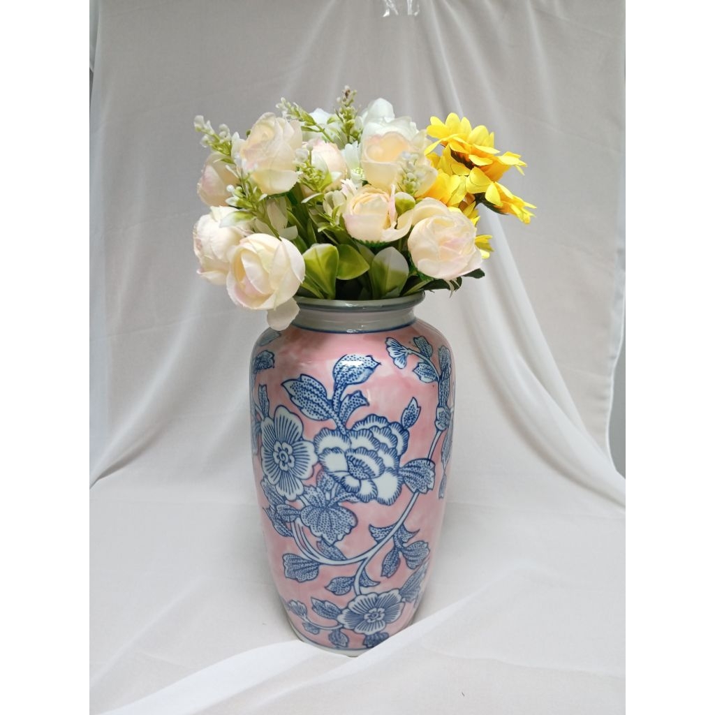 Hiasan ruang tamu Vase bunga meja keramik warna pink