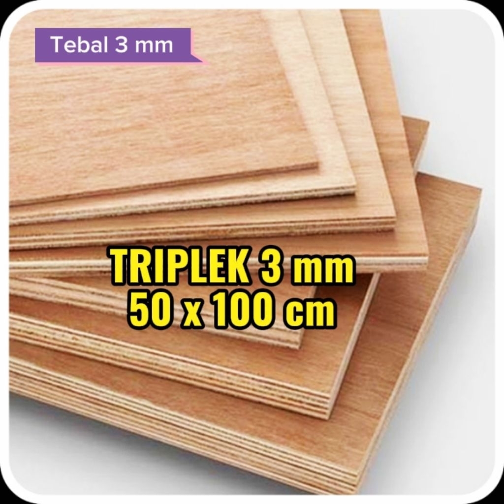 TRIPLEK Albasia 3mm 50 x 100 cm eceran siap pakai bahan kerajinan miniatur