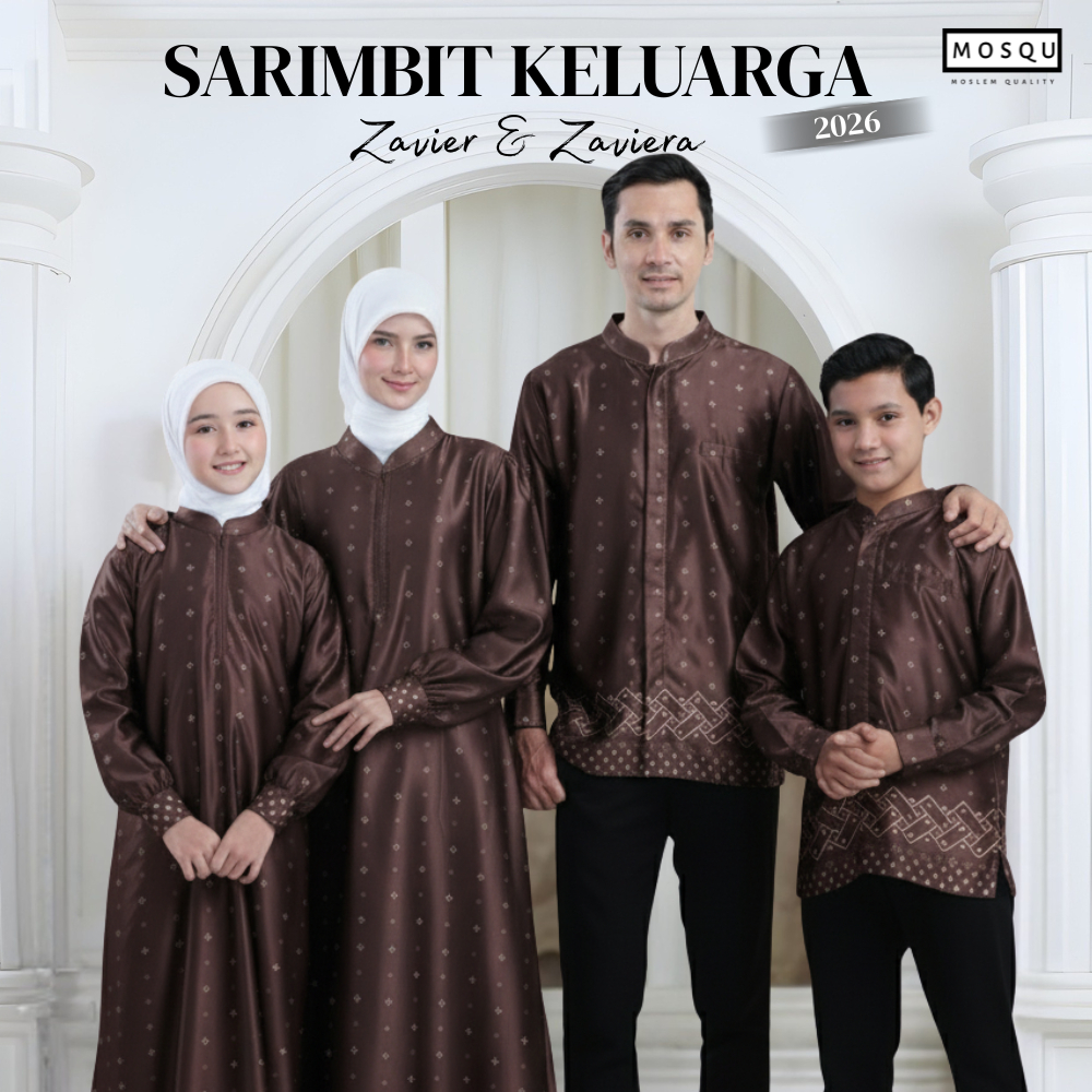 Baju Lebaran 2026 Couple Keluarga Mewah Zavier-Zaviera Motif Silk Printing Exclusive - Mahogany