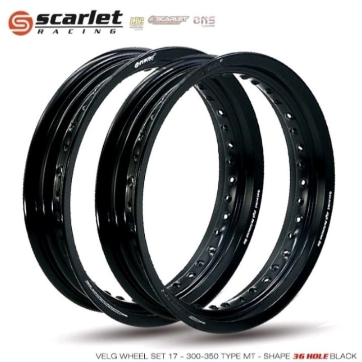 VELG LINGKAR RIM 300 350 17 SCARLET RACING TRAIL SUPERMOTO WR HITAM