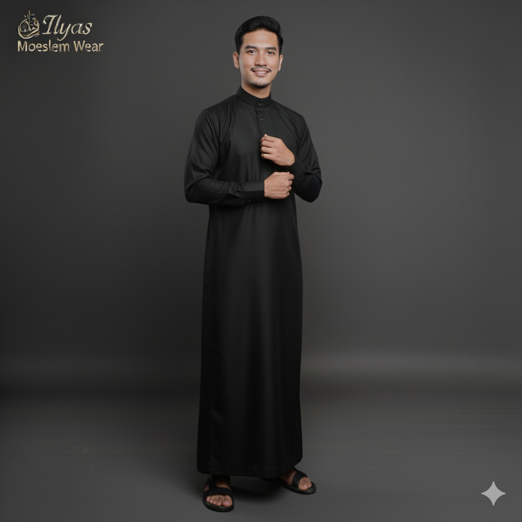 Gamis Jubah Pria Slim Fit Kancing Model Jubah Saudi - AL-Fadhil -  pria model polos - gamis dewasa t