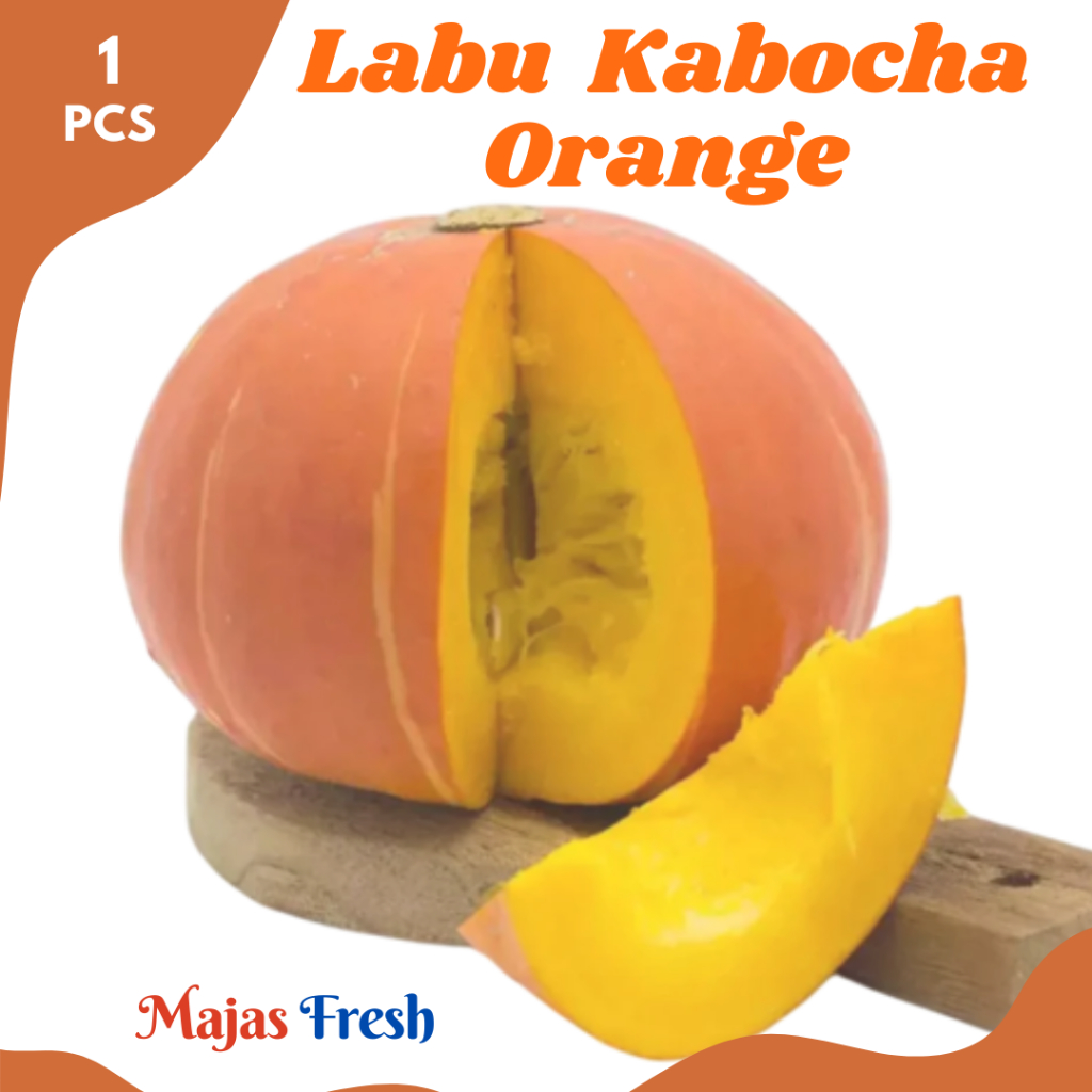 LABU KABOCHA Orange Segar - Labu Madu Jepang Kaboca Kuning Fresh | Size 1,1-1.5 Kg [ Harga Per PCS ]