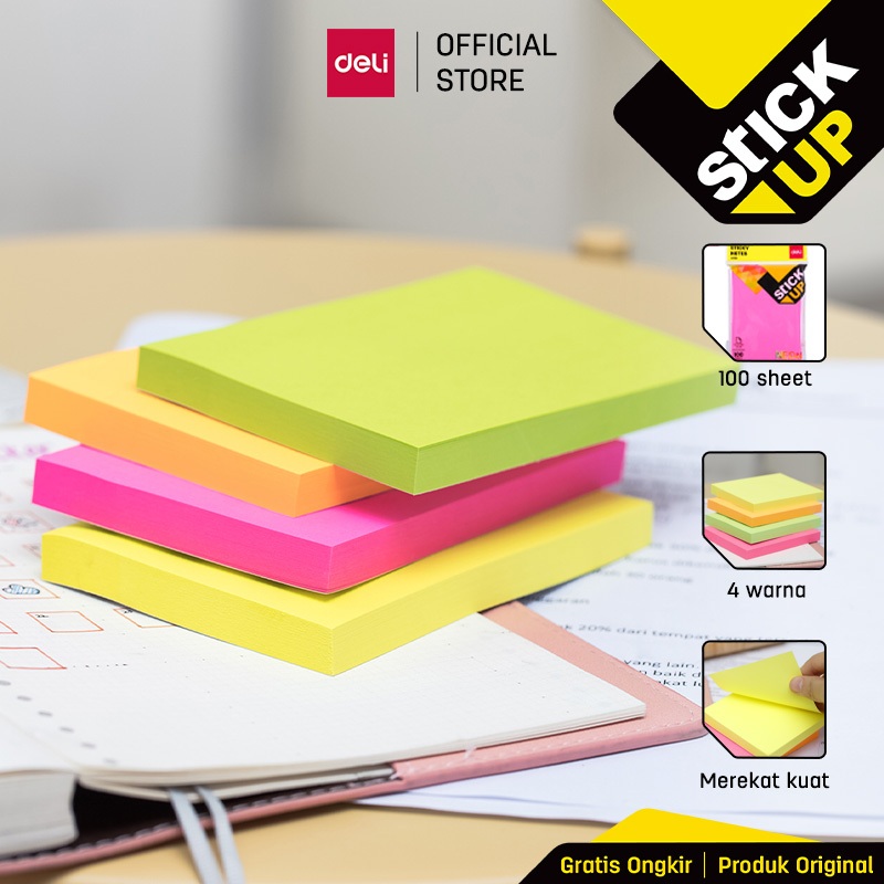 Deli Memo tempel - Sticky Notes 76×126mm 3''×5'' perekat yang kuat tahan lama EA02502