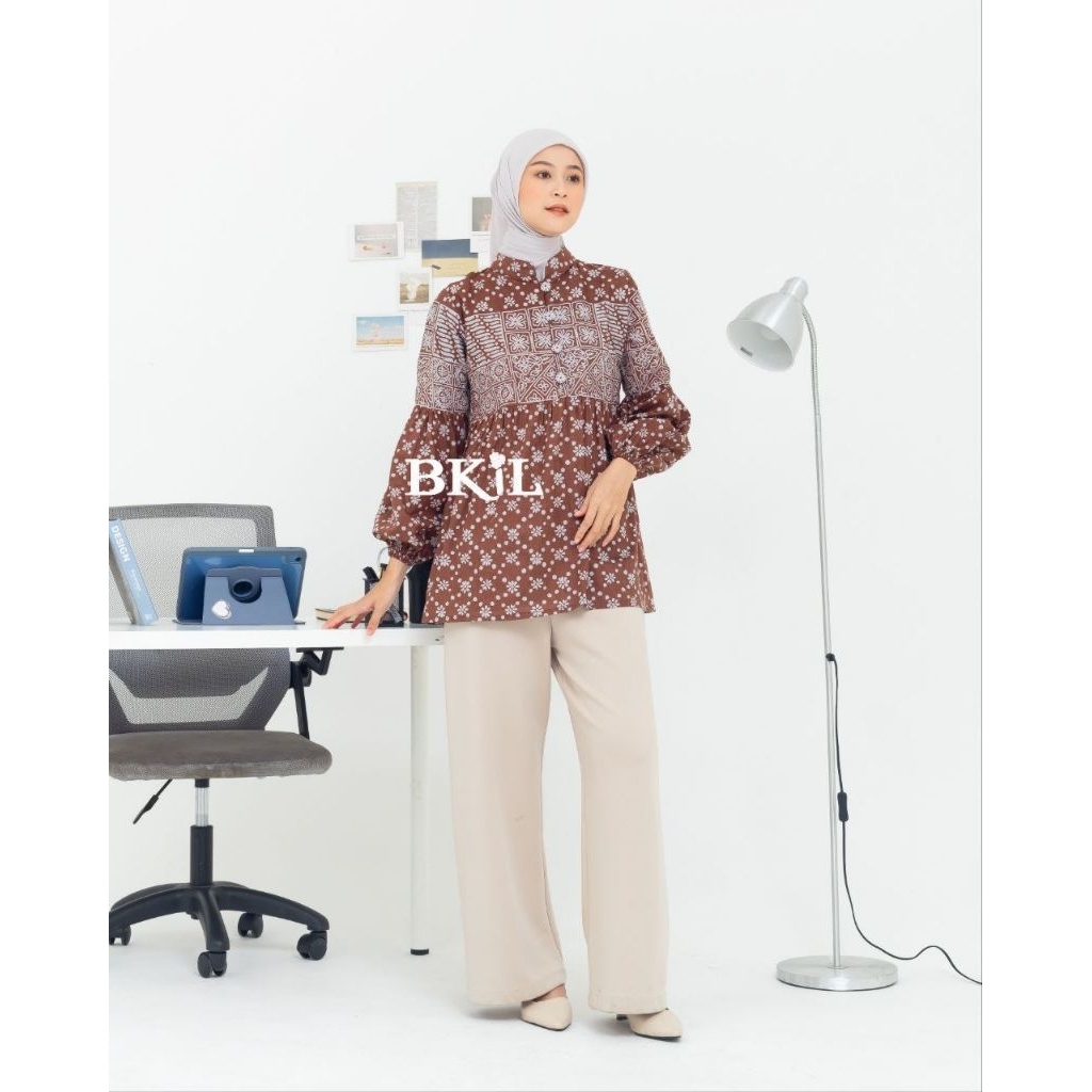 Blouse batik wanita atasan wanita kekinian seragam kerja modis