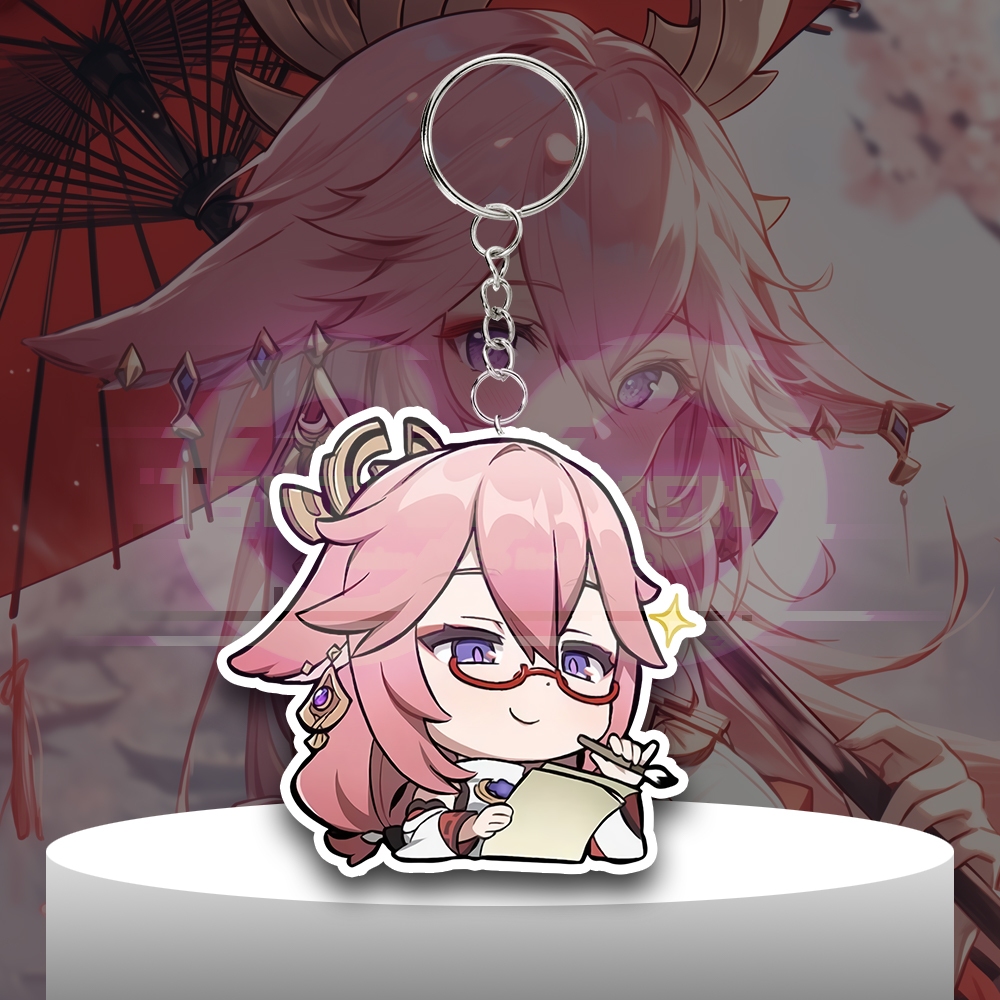 Gantungan Kunci Anime Genshin Impact Yae Miko - Ganci Akrilik - Keychain Acrylic