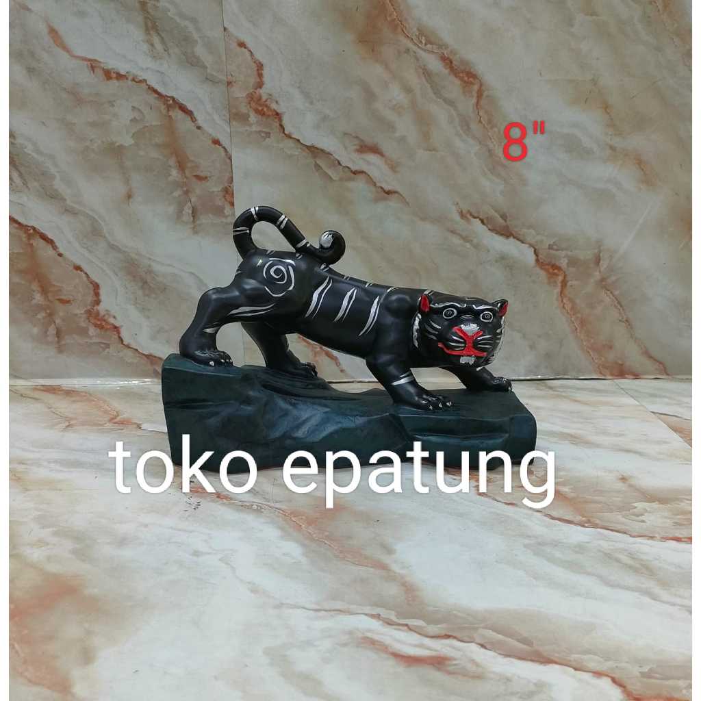 patung dewa harimau hitam  - fiber - 8 inch - 02