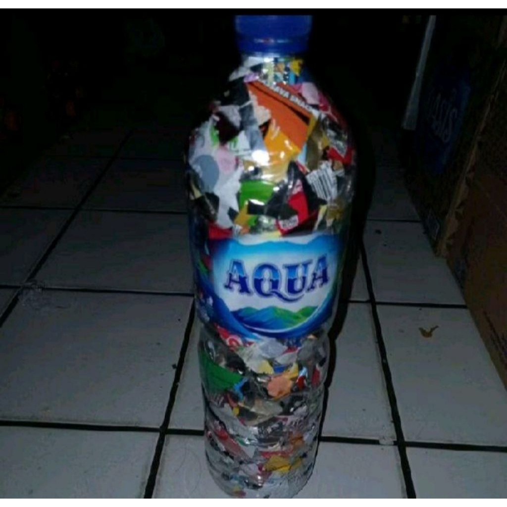 Ekobrik. Ecobrick botol aqua ukuran 1500ml(1,5 liter) berat 500gr