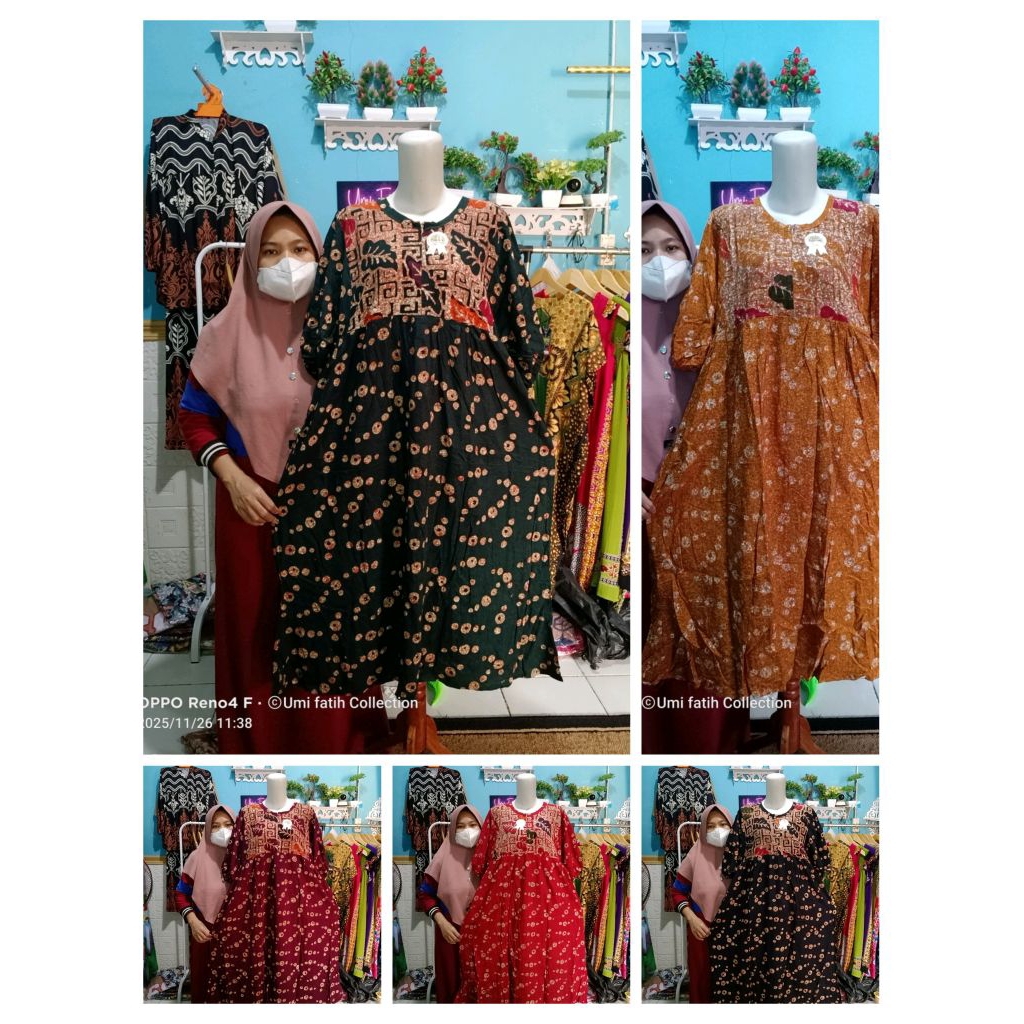 Daster Ratu Jawa tangan balon besar Ld 115-120cm