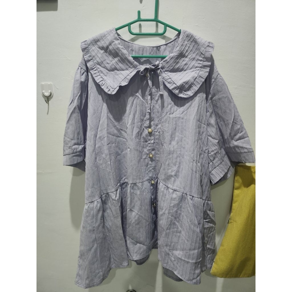 (jumbo/big size) Baju pakaian atasan tunik lilac purple collar cute kawaii y2k acubi coquette fairyc