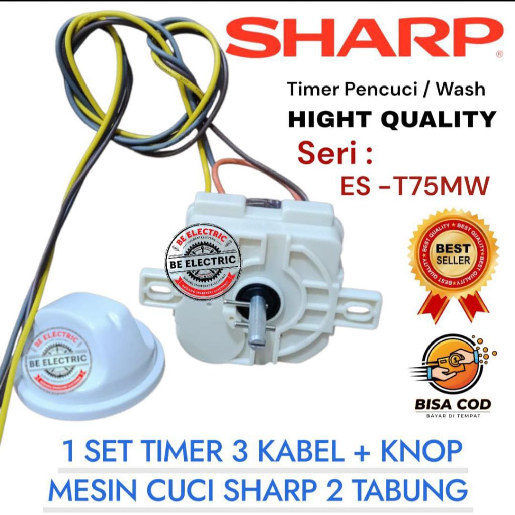 SHARP ES-75MW 1 SET TIMER 3 KABEL+ KNOP MESIN CUCI SHARP 2 TABUNG SET TIMER TIMER SHARP