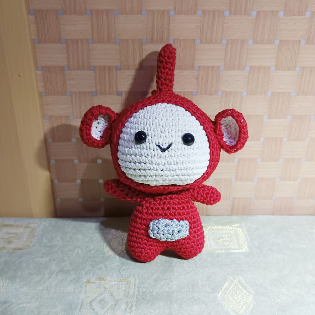 amigrumi teletubbies karakter lala gantungan tas gantungan kunci aksesoris tas rajutan