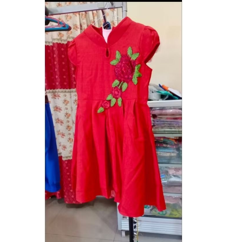 dress bangkok/dress anak bangkok/dress kemerdekaan/dress anak warna merah/dress anak perempuan 6 tah