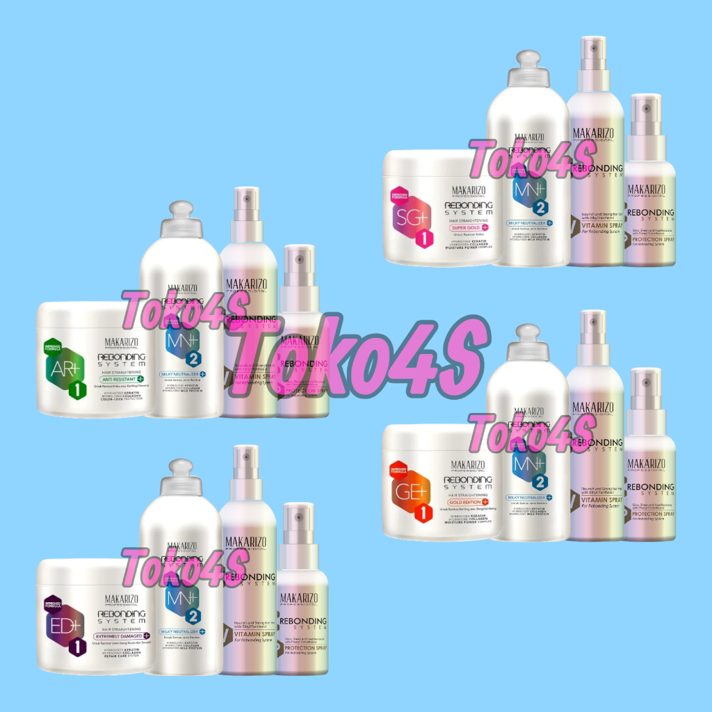 PAKET LENGKAP 1 Get 4 Makarizo Rebonding Krim Pelurusan Rambut Keriting Kribo Warna Rusak