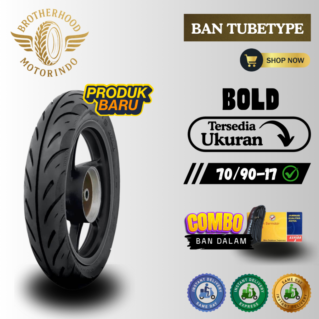 BAN ASPIRA TUBETYPE BOLD (70/90-17) BAN LUAR ASPIRA RING 17 / BAN TUBETYPE RING 17/ BAN NO TUBBLES R
