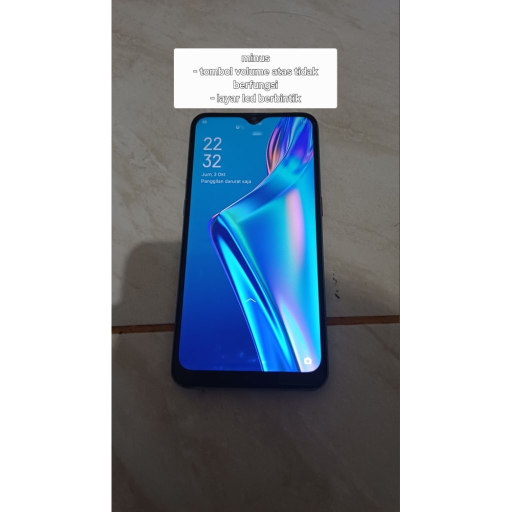 Hp/Handphone Second Bekas Oppo A12 Lancar Jaya Batangan No Dus Minus LCD Berbintik dan Tombol Volume