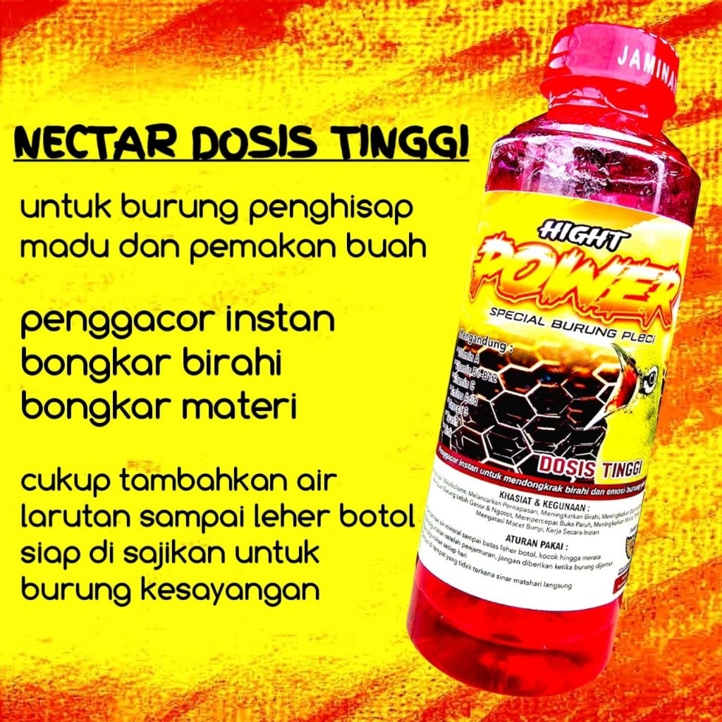 HIGH POWER PLECI DOSIS TINGGI ,DOPING VITAMIN SPESIAL KHUSUS BURUNG PLECI, DAN PEMAKAN NEKTAR