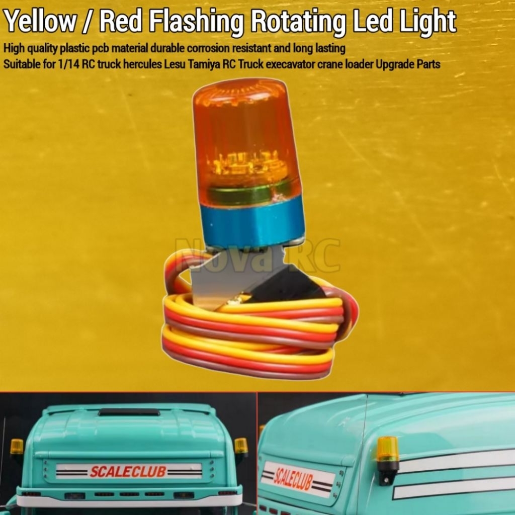 Lampu rotator atap kabin shell RC truk crane loader eksavator 1/14 hercules lesu tamiya Scania Volvo