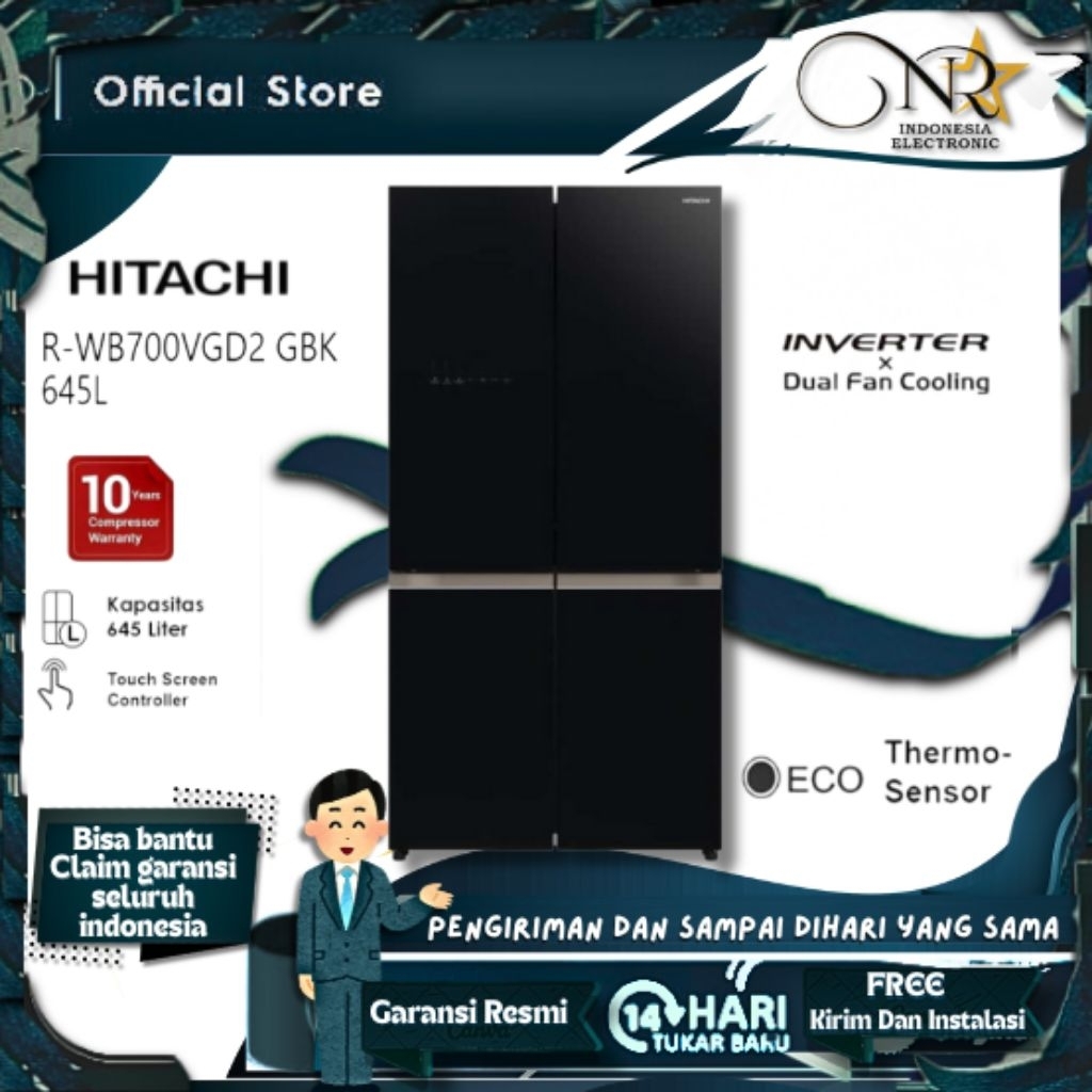 Hitachi RWB700VGD2GBK Kulkas side by side