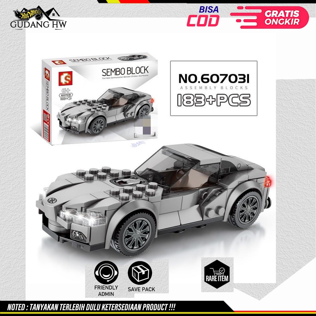 LEGO MOBIL BALAP SEMBO BLOCK FAMOUS CAR 607027,  SERU ADA PEMBALAPNYA JUGA