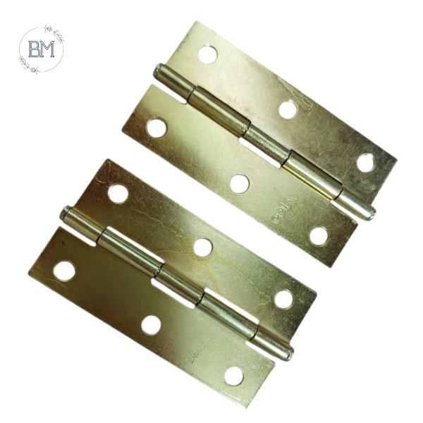 Engsel Tipis Plat Stainless Kuning 3 Inch Engsel Kupu Kecil Pintu Lemari Laci Kandang Anti Karat BMS