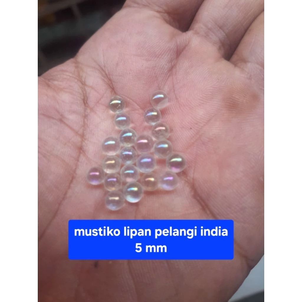 20 pcs (1kodi) batu akik bulat mini 5 mm kalimaya pelangi