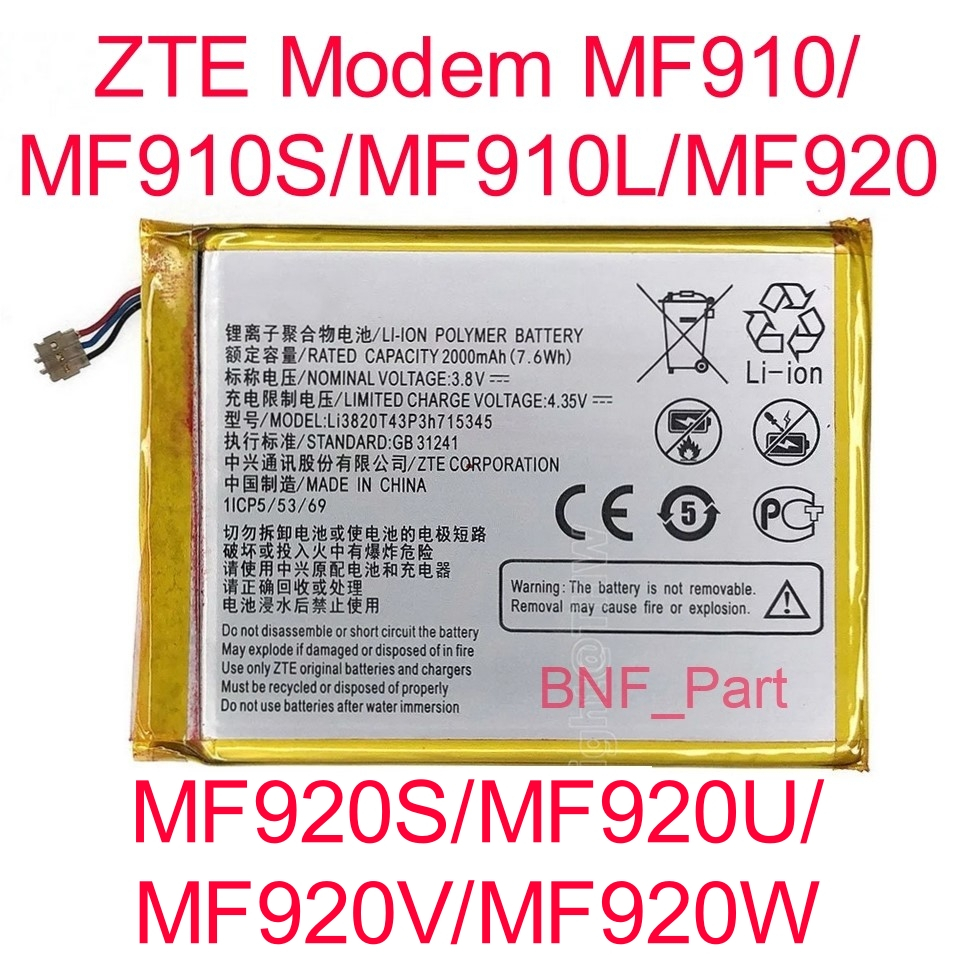 Battery Baterai Li3820T43P3h715345 ZTE Modem Wifi Ufi / MOVIMAX MF920US / MF910 / MF910S / MF910L / 