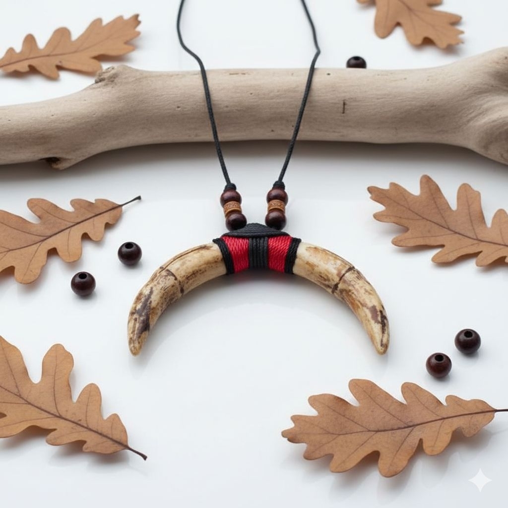 Sepasang Taring Kalung Etnik Pria Wanita Taring Beruang Imitasi