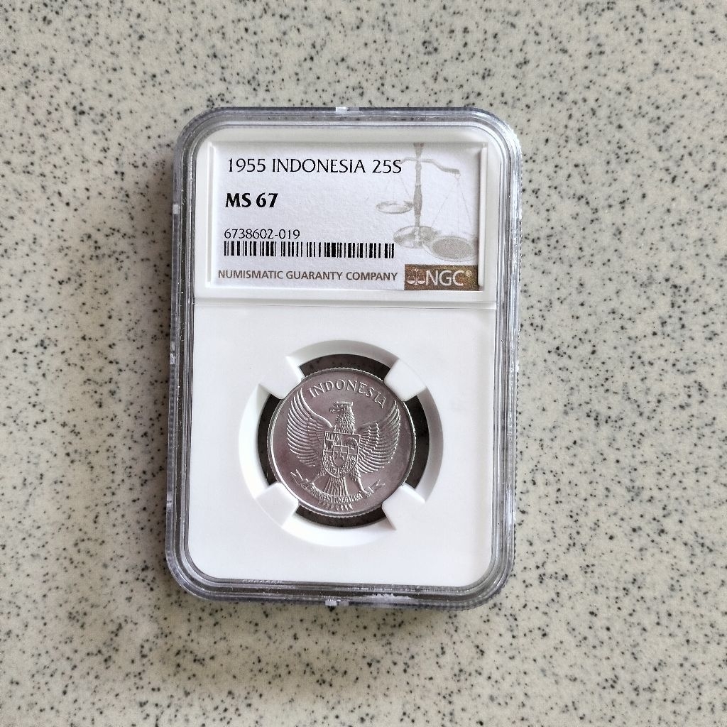 NGC MS 67 Koin Aluminium 25 Sen Indonesia 1955 Aluminum Coin
