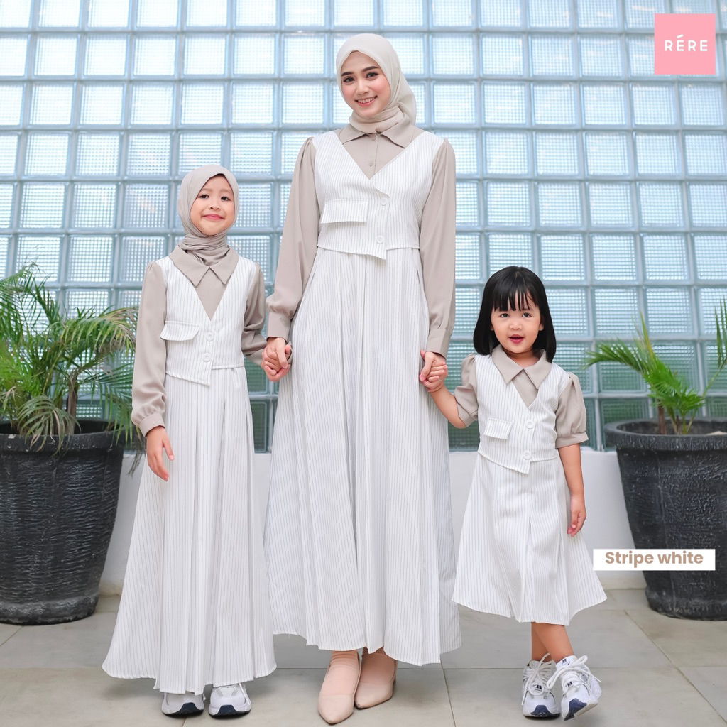 Rereyshop — Naura Dress Kids (DRESS KIDS ONLY) - Setelan Gamis  Lebaran Sarimbit Couple Keluarga Ibu