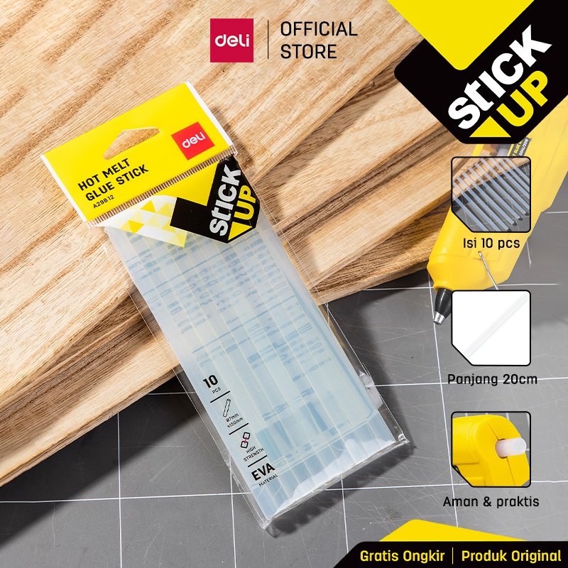 Deli Glue Gun Refill Isi ulang Lem Tembak isi 10 pcs 15 cm / 20 cm daya rekat kuat EA29812 EA29912
