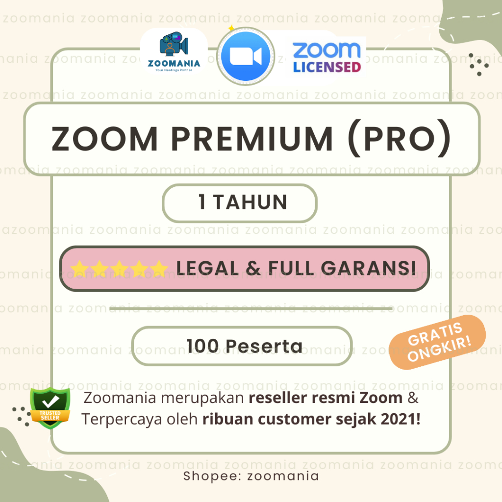 Zoom Premium Pro 100 Tahunan Full Garansi