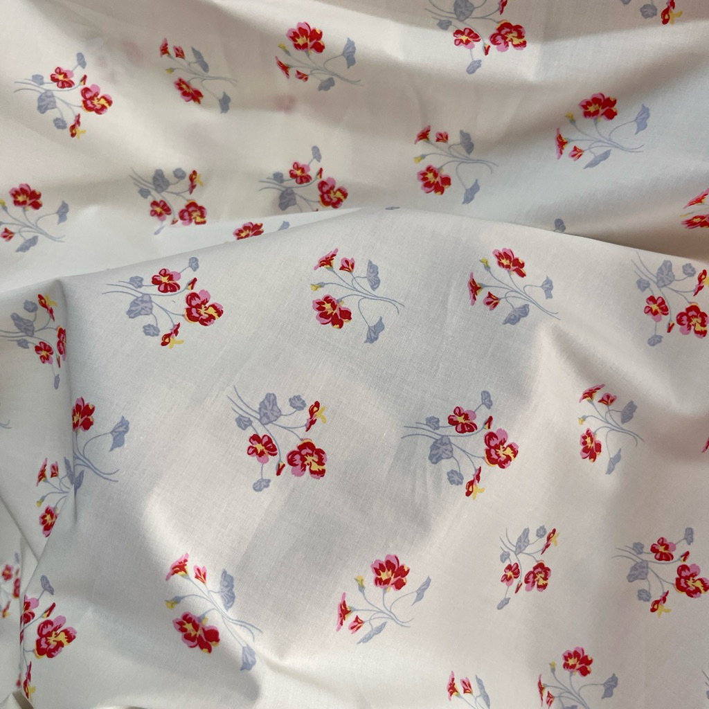 kain katun paris linen motif bunga - kain katun motif bunga vintage