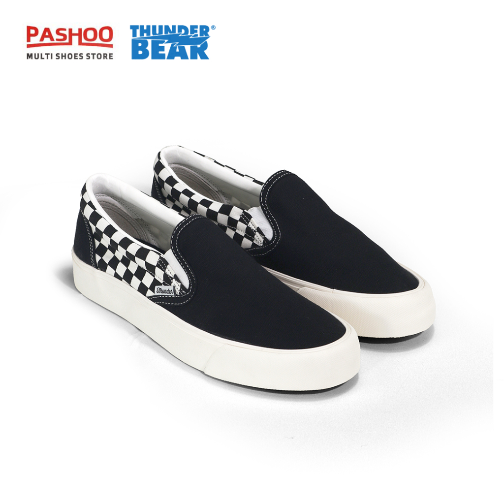 THUNDERBEAR | VOLTAIRE CB SLIP ON BLACK WHITE | Sneakers Casual Original
