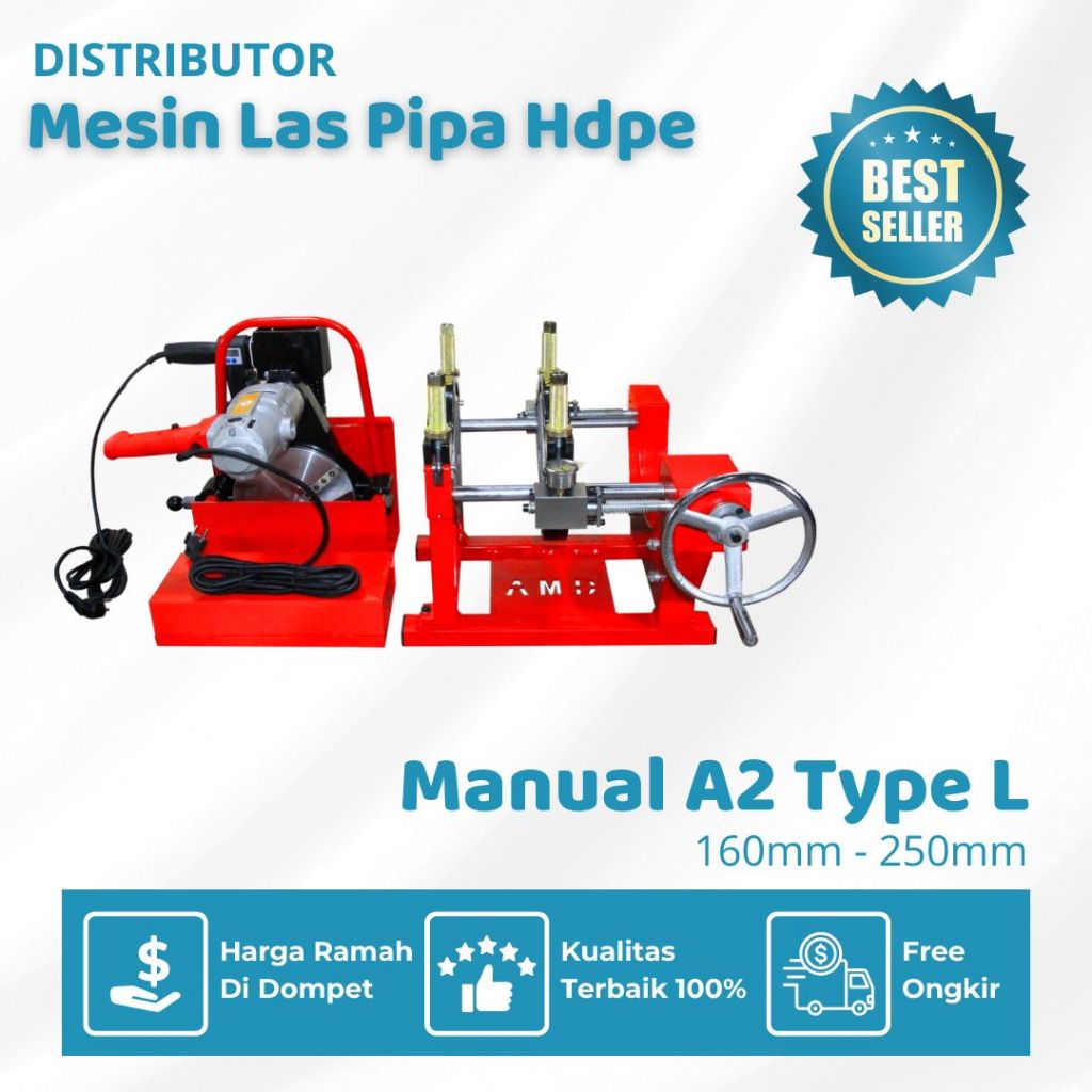Mesin las pipa hdpe manual rotari shds 250 sampai pipa hdpe 10 inch
