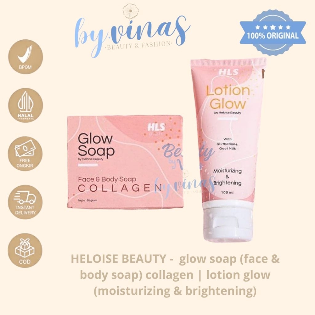 HLS HELOISE BEAUTY GLOW SOAP LOTION GLOW FACE & BODY SOAP COLLAGEN MOISTURIZING BRIGHTENING
