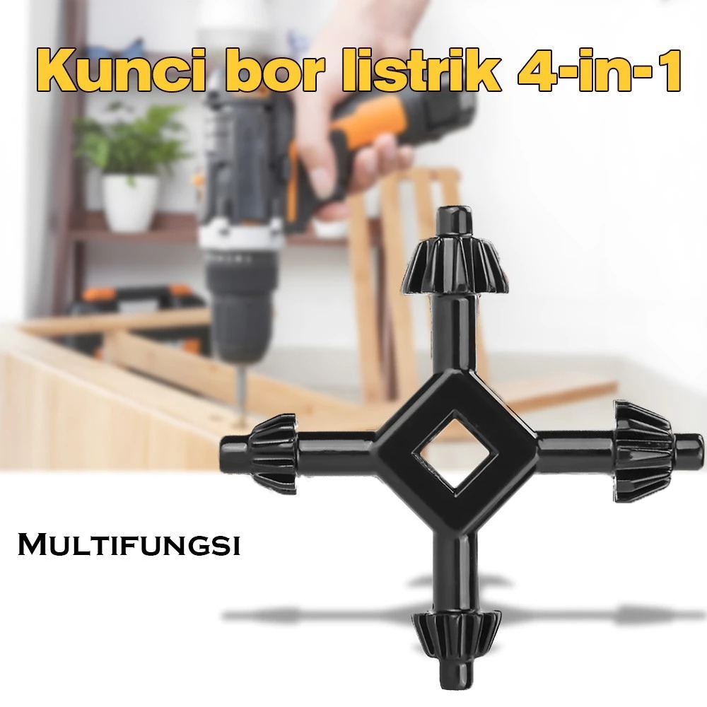 Kunci Bor Kepala Bor 4 Cabang / Drill Chuck Key 4 IN 1 UNIVERSAL