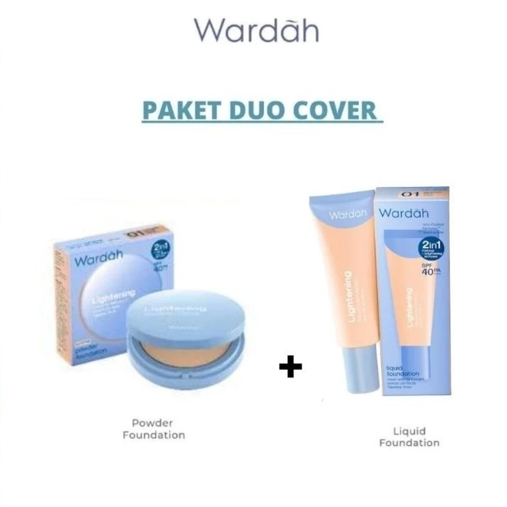 Wardah Lightening Foundation 15 ML + Bedak Padat - Alas Bedak | Powder Foundation PAKET WARDAH