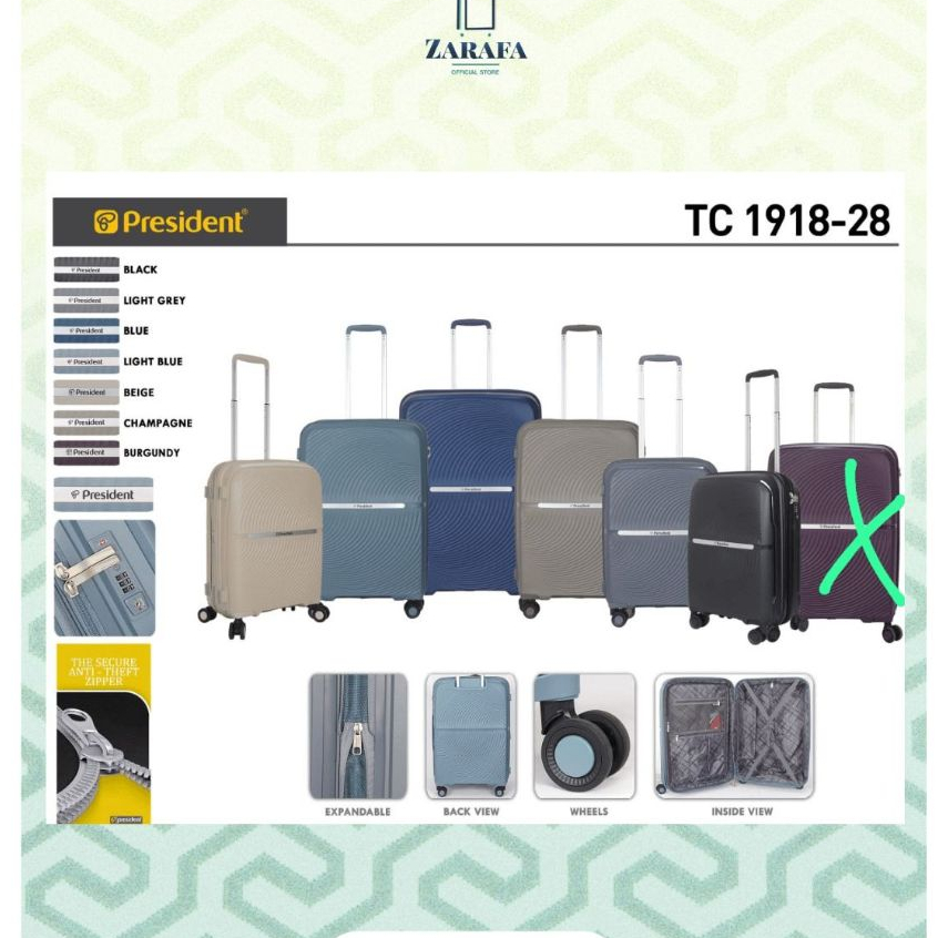 KOPER ANTI PECAH KOPER 20 DAN 24 PRESIDENT PP IMPORT